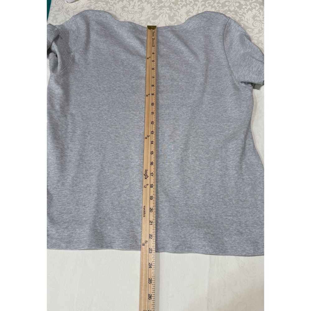 Liz Claiborne Lizwear T-Shirt Womens XL Grey Bow Scoop Neck Loungewear - Picture 6 of 7